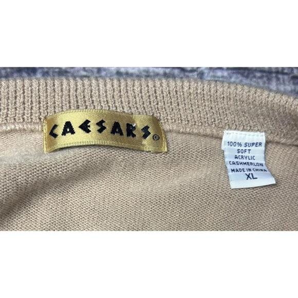VTG Caesars Palace Sweater Mens XL Cashmerlon V-Neck Knit - Picture 2 of 14